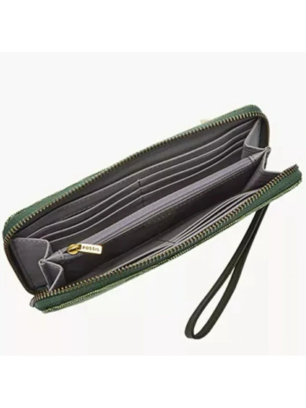 Fossil Jori Zip Clutch in Chive Green Lizard